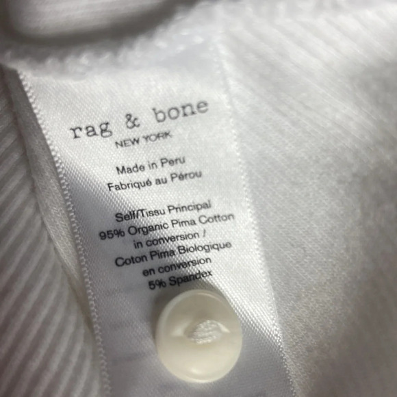 Rag & Bone Essential Rob Pullover Top Ribbed Sz M White Organic Cotton - Picture 8 of 8